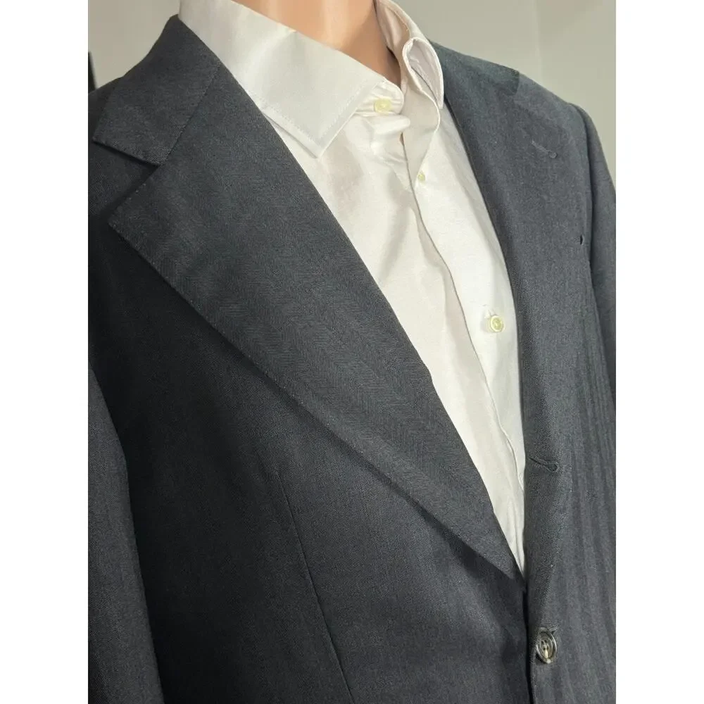 Brunello Cucinelli Charcoal Gray Herringbone 2 piece Suit 50EU 40R 34x28